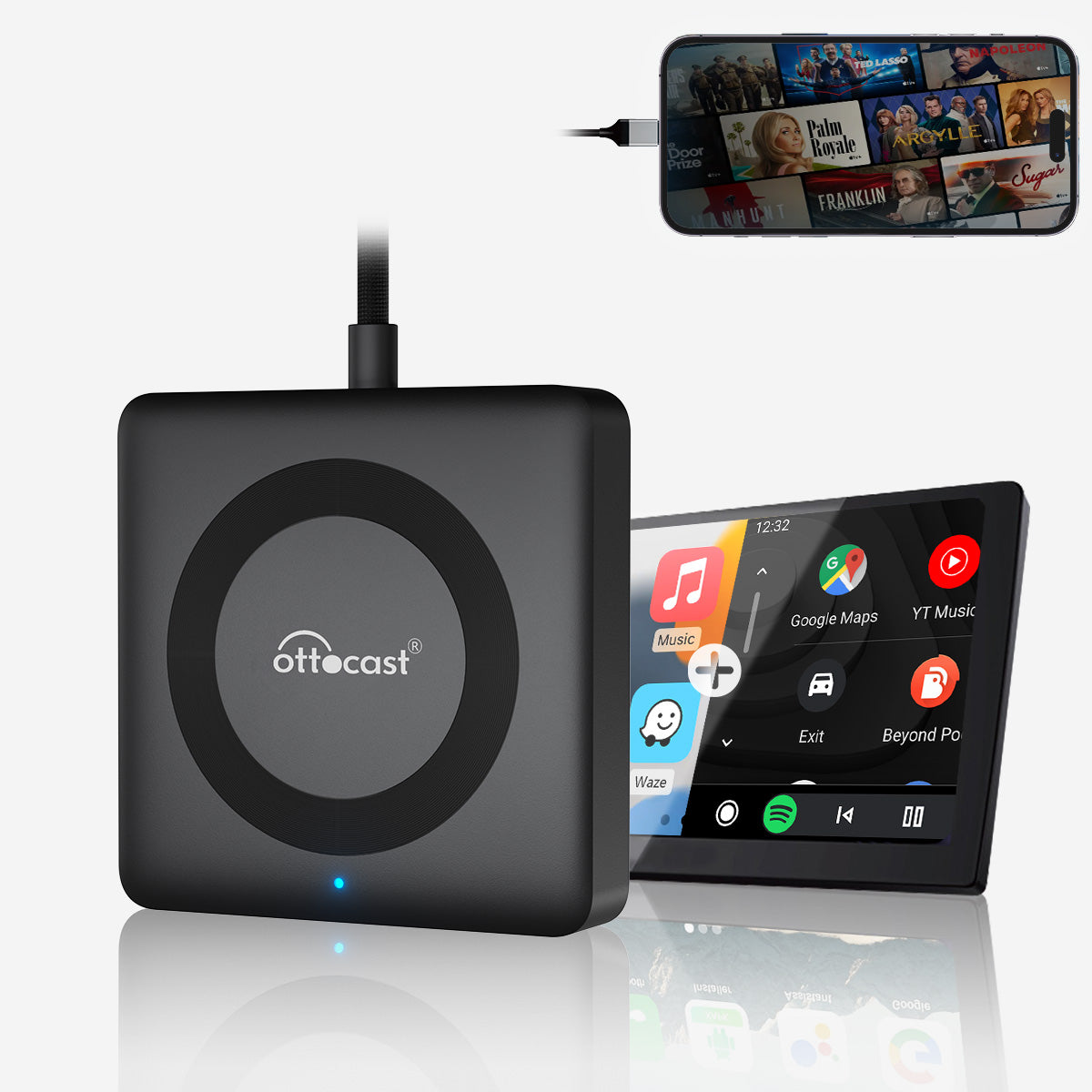 Car Tv Mate Max - CarPlay e Android Auto sem fios com multimédia HDMI