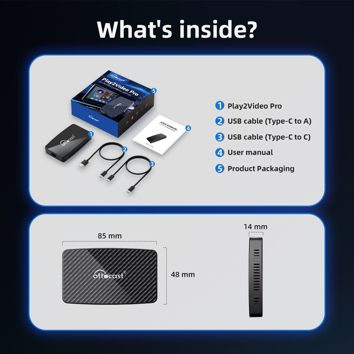 🌸Muttertagsverkauf🌿Play2Video Pro Wireless CarPlay/ Android Auto All-in-one Adapter
