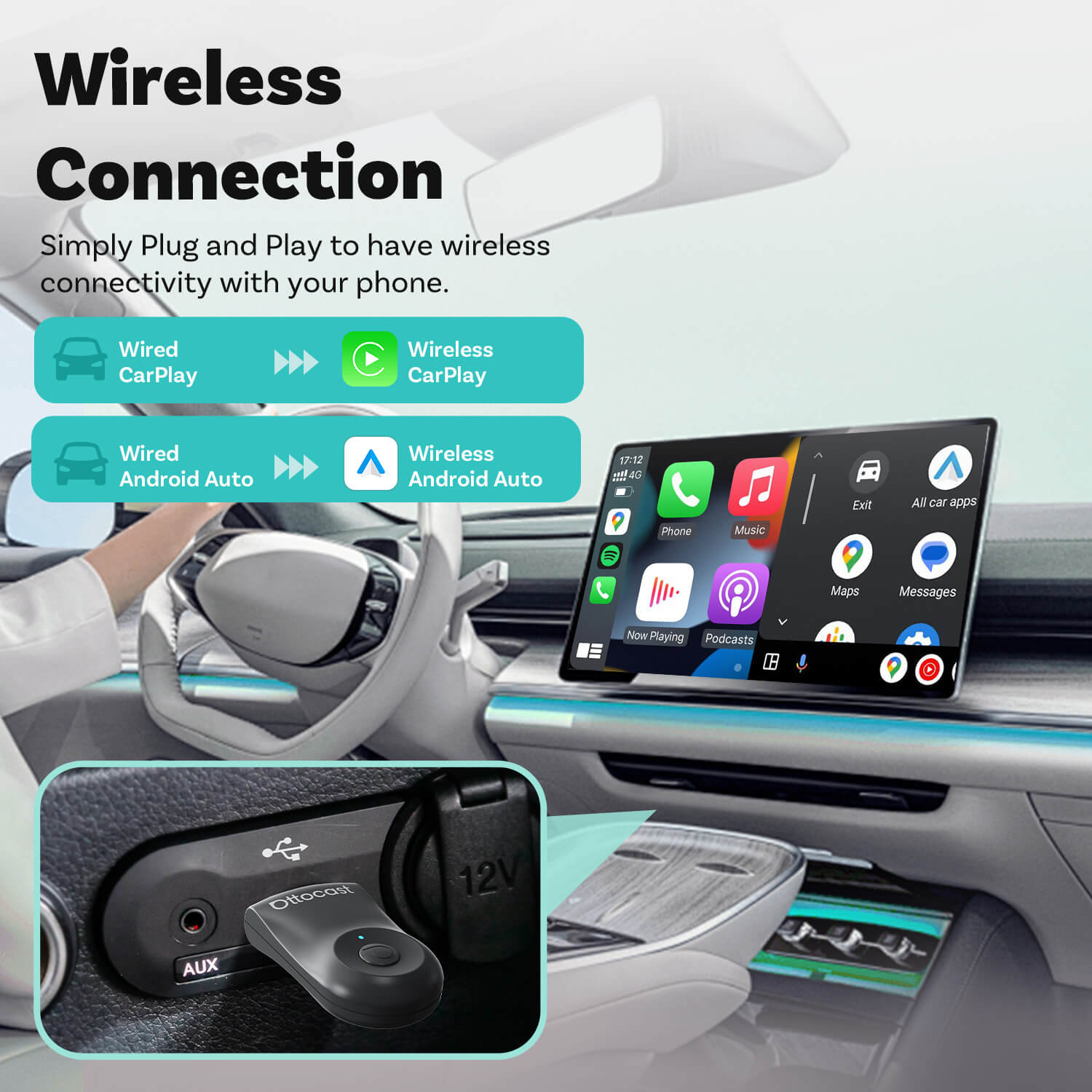 ✨Vatertagsverkauf - SPAREN SIE 30 $✨OTTOMini 2IN1 Wireless CarPlay/Android Auto Adapter