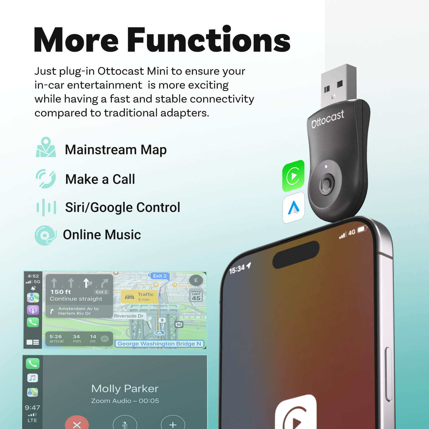 ✨Vatertagsverkauf - SPAREN SIE 30 $✨OTTOMini 2IN1 Wireless CarPlay/Android Auto Adapter